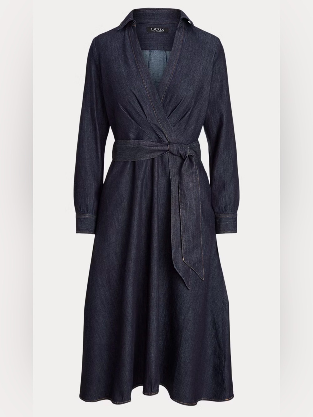 NWT Lauren Ralph Lauren Denim Surplice Midi Dress – Size 16